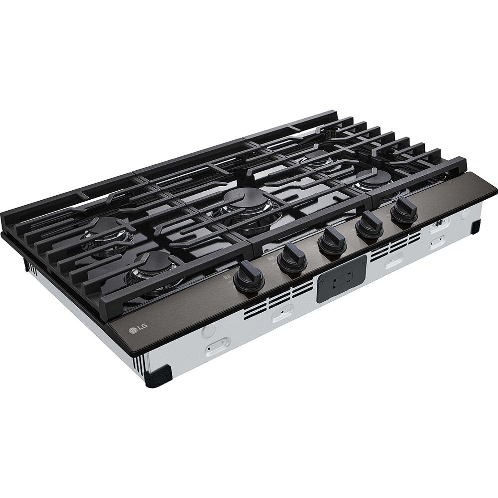 36" Smart 5-Element Gas Cooktop in Black Stainless with 20K UltraHeat™ BTU Burner