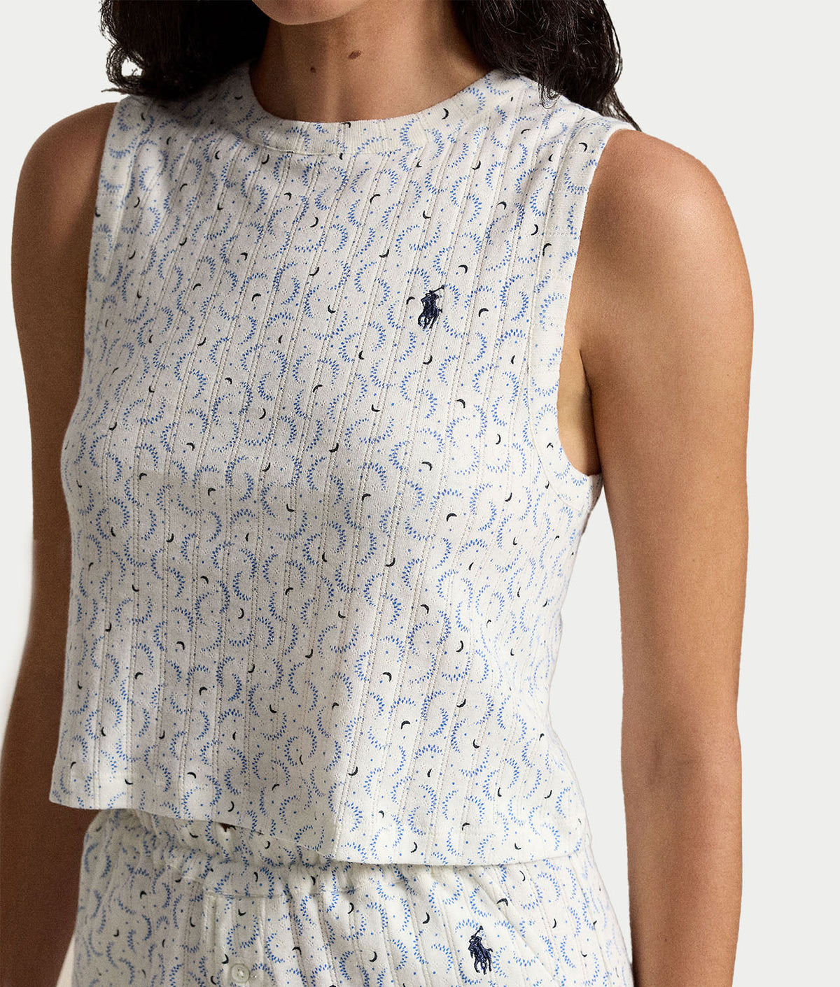 Pointelle Gathered Tank & Boxer Knit Set