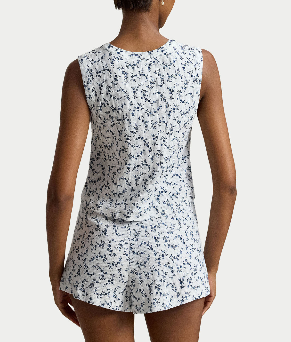 Pointelle Gathered Tank & Boxer Knit Set
