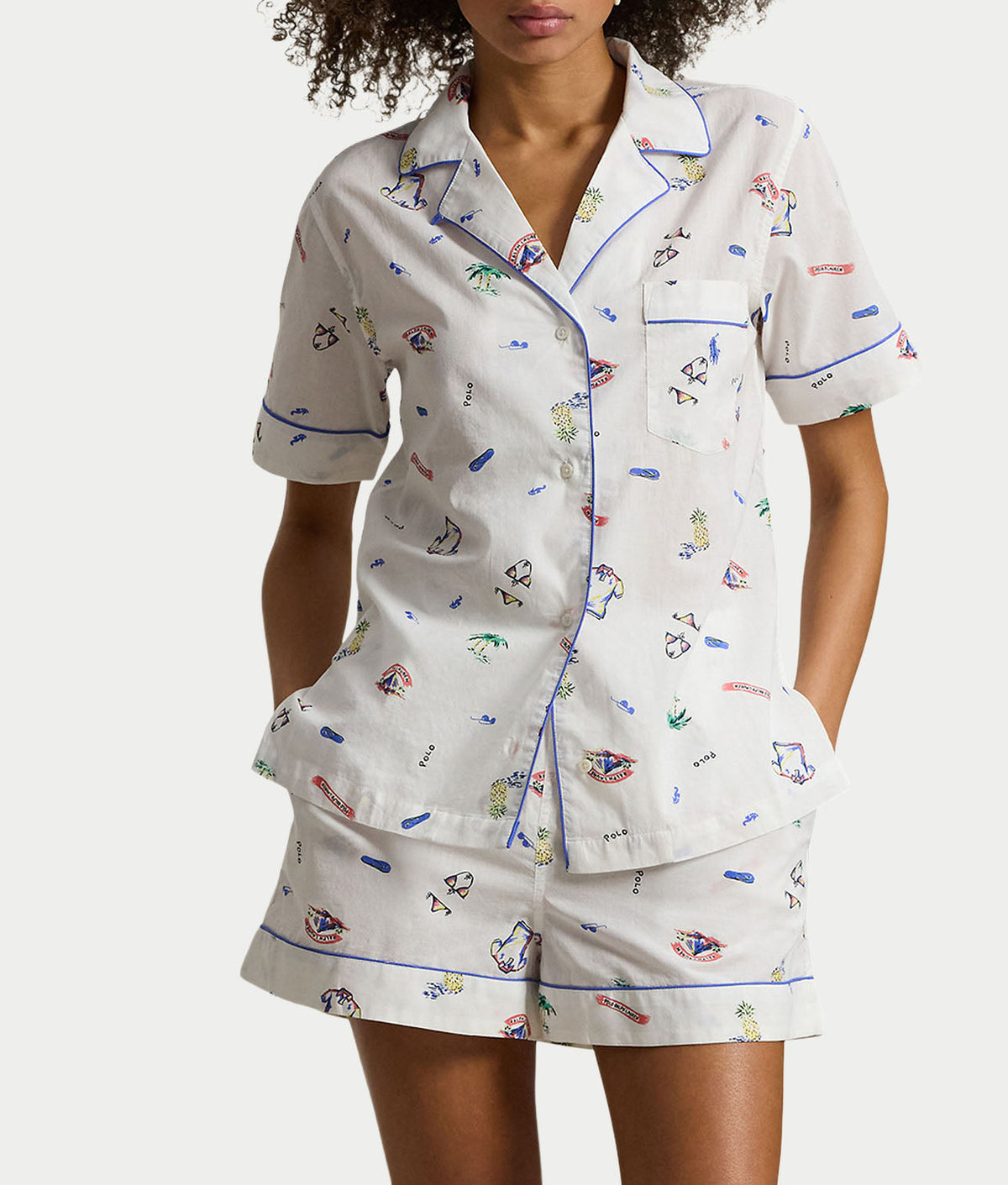 Short Sleeve Woven Pajama Set