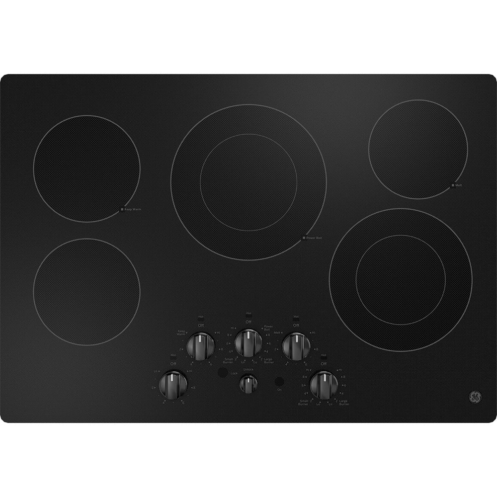 30" 5-Element Radiant Electric Cooktop in Black with Power Boil on Dual-Ring Element