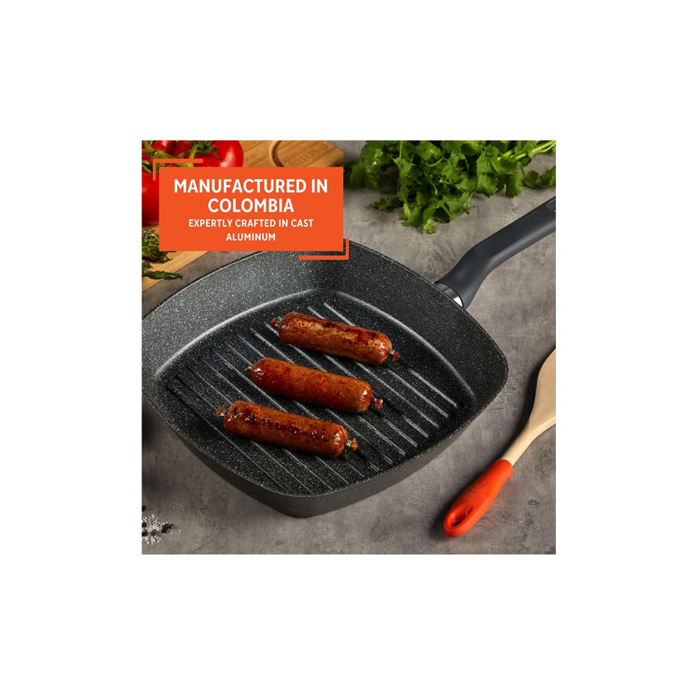 11-Inch Gusto Nonstick Deep Square Grill with Handle