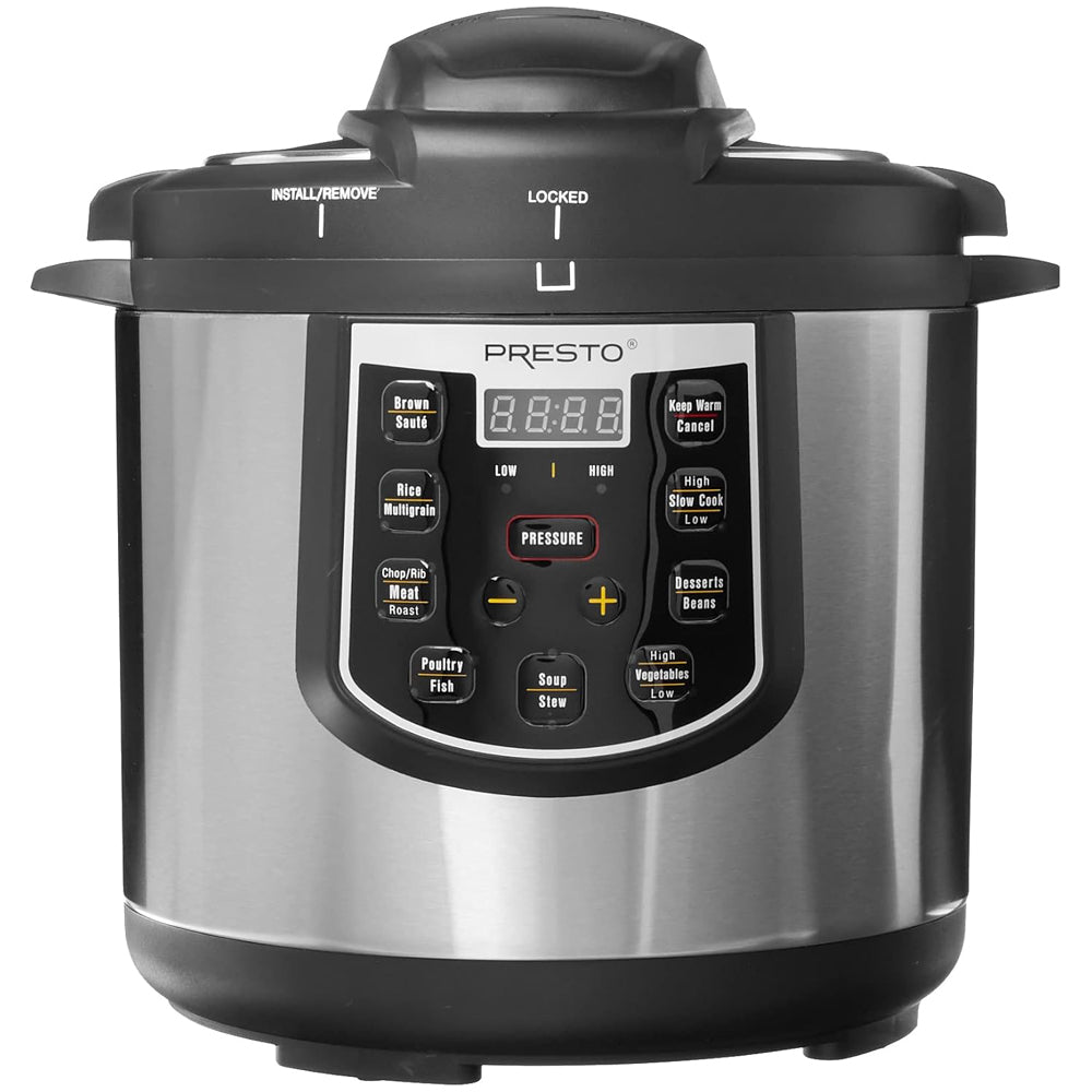 6 Quart Electric Pressure Cooker with 12 Preset Options and 19 Programmable Settings - Stainless Steel