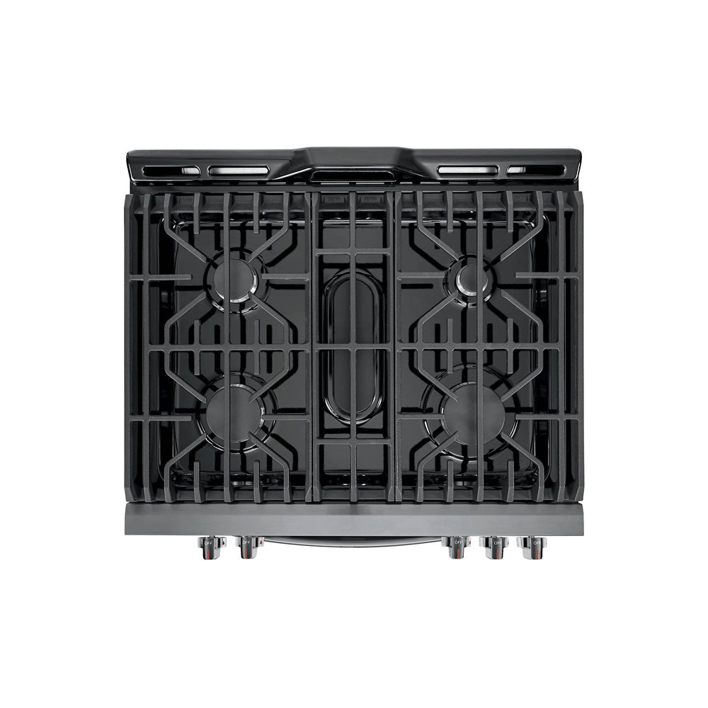 5.6 Cu Ft Freestanding 5 Burner Gas Range with Air Fry - Black Stainless Steel