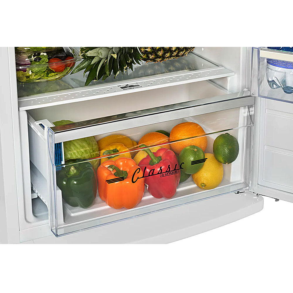 11 CuFt Classic Retro Top Freezer Refrigerator in Marshmallow White