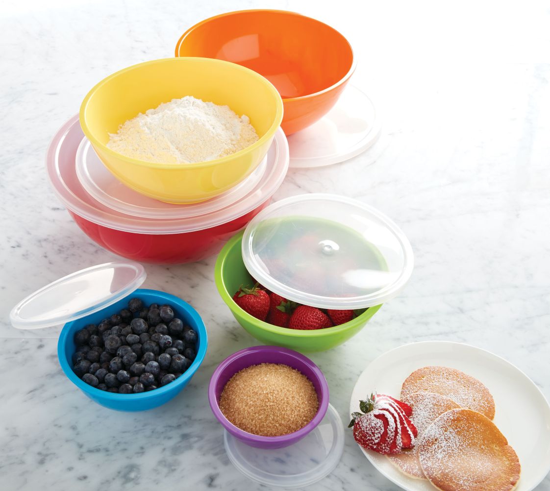Set of 6 Melamine Mixing Bowls with Lids