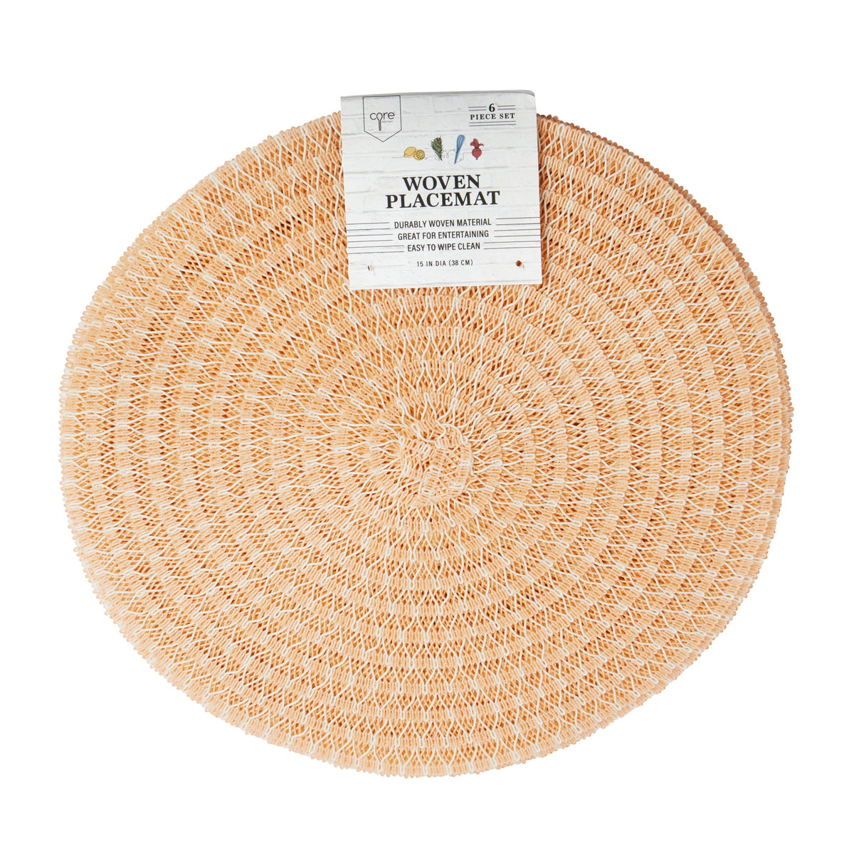 15" 6pk Round Woven Placemat - Rain Melody/Vanilla