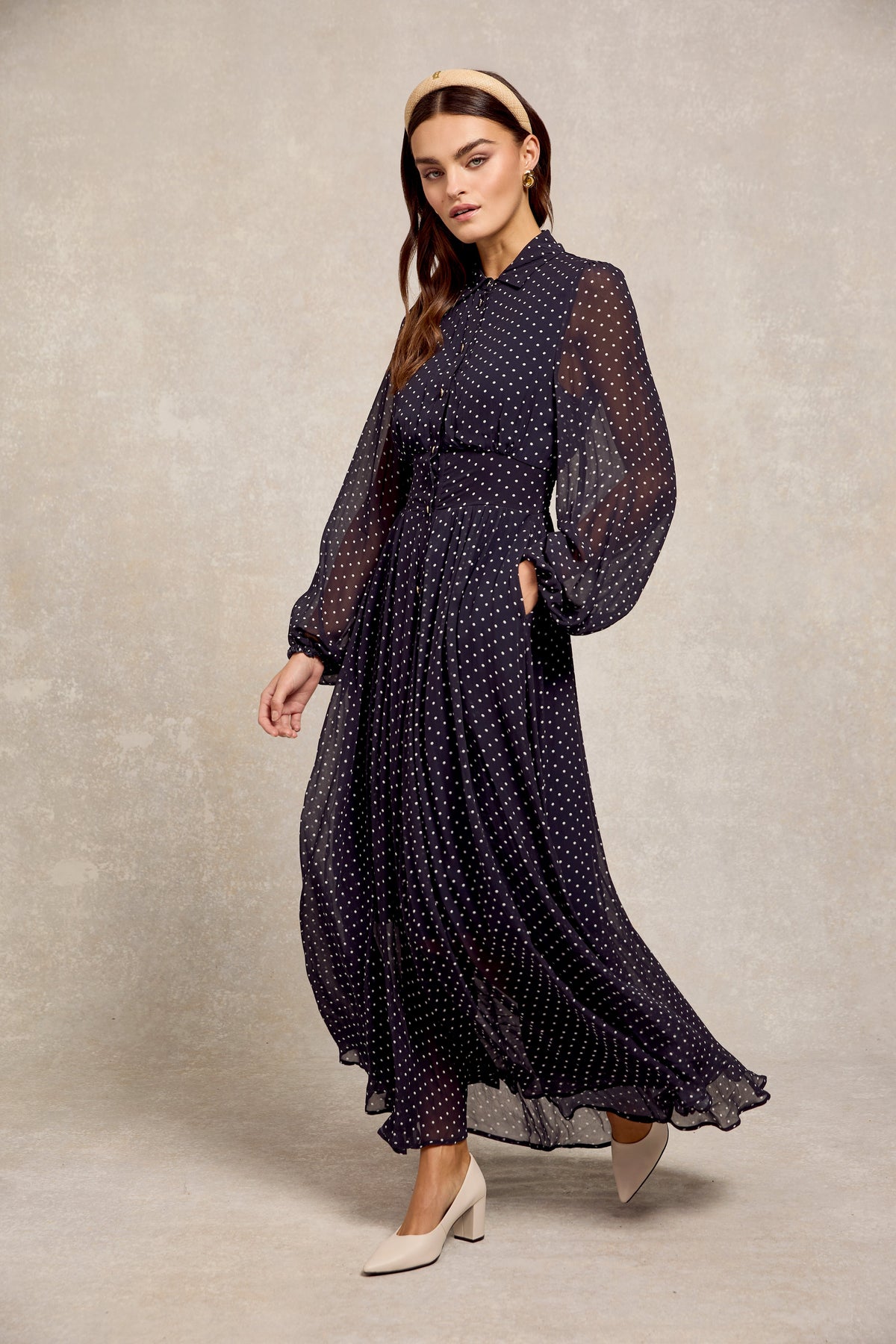 Paros Shirt Dress (Navy Polka Dot)