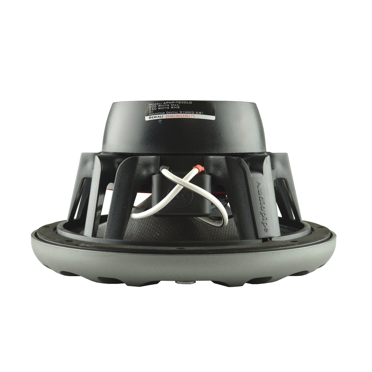 APMP-T830LD 8 Inch 500 Watt Max, 4 Ohm Marine Audio Coaxial Stereo Speaker with LED Lights and 1.5 Inch Kapton Voice Coil, (White and Titanium Grills included)