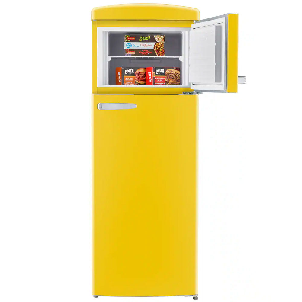 7.5 CuFt Classic Retro Top Freezer Refrigerator in Canary Yellow