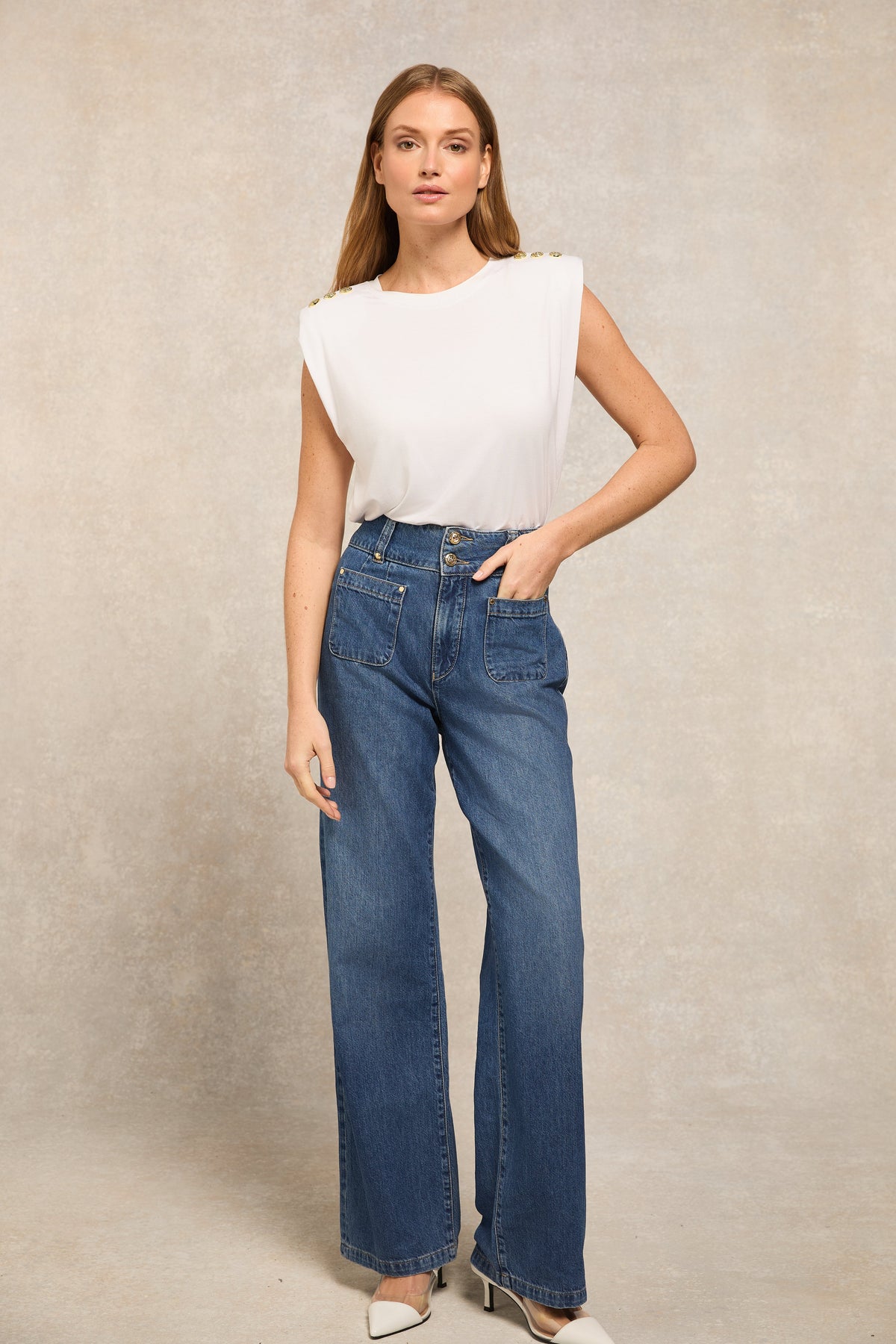 Millie Sleeveless Top (White)