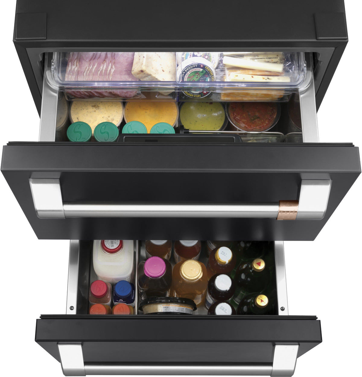 5.7 CuFt Double-Drawer Compact Refrigerator in Matte Black with Electronic Controls