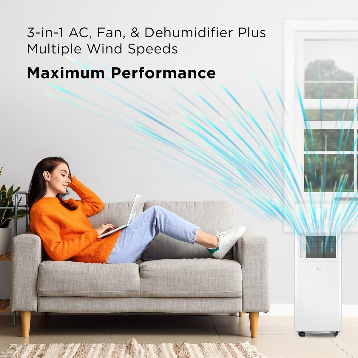 6,000 BTU Smart Portable Air Conditioner with Fan & Dehumidifier