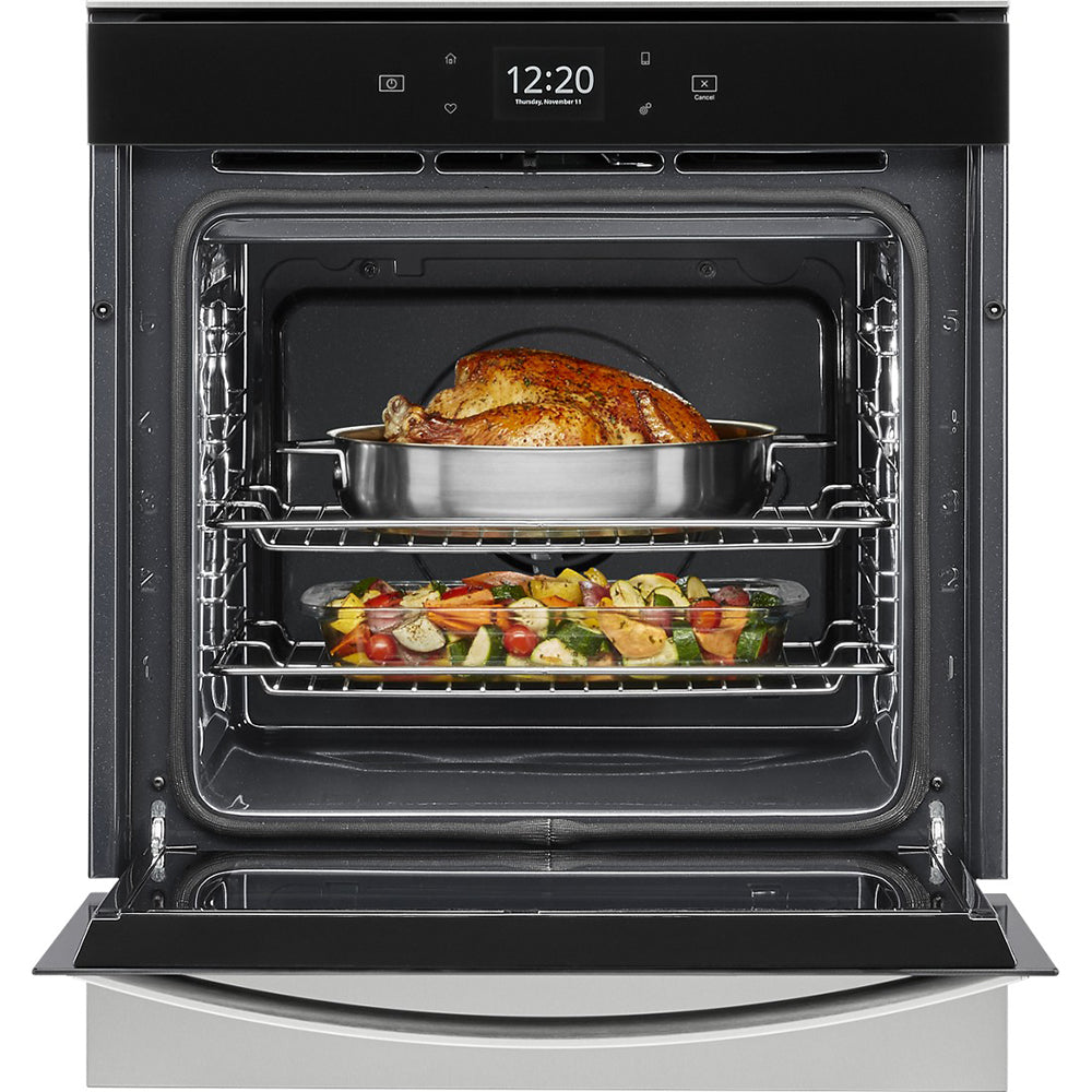 24" Smart Self-Cleaning True Convection Single Wall Oven in Stainless Steel with Hidden Bake Element