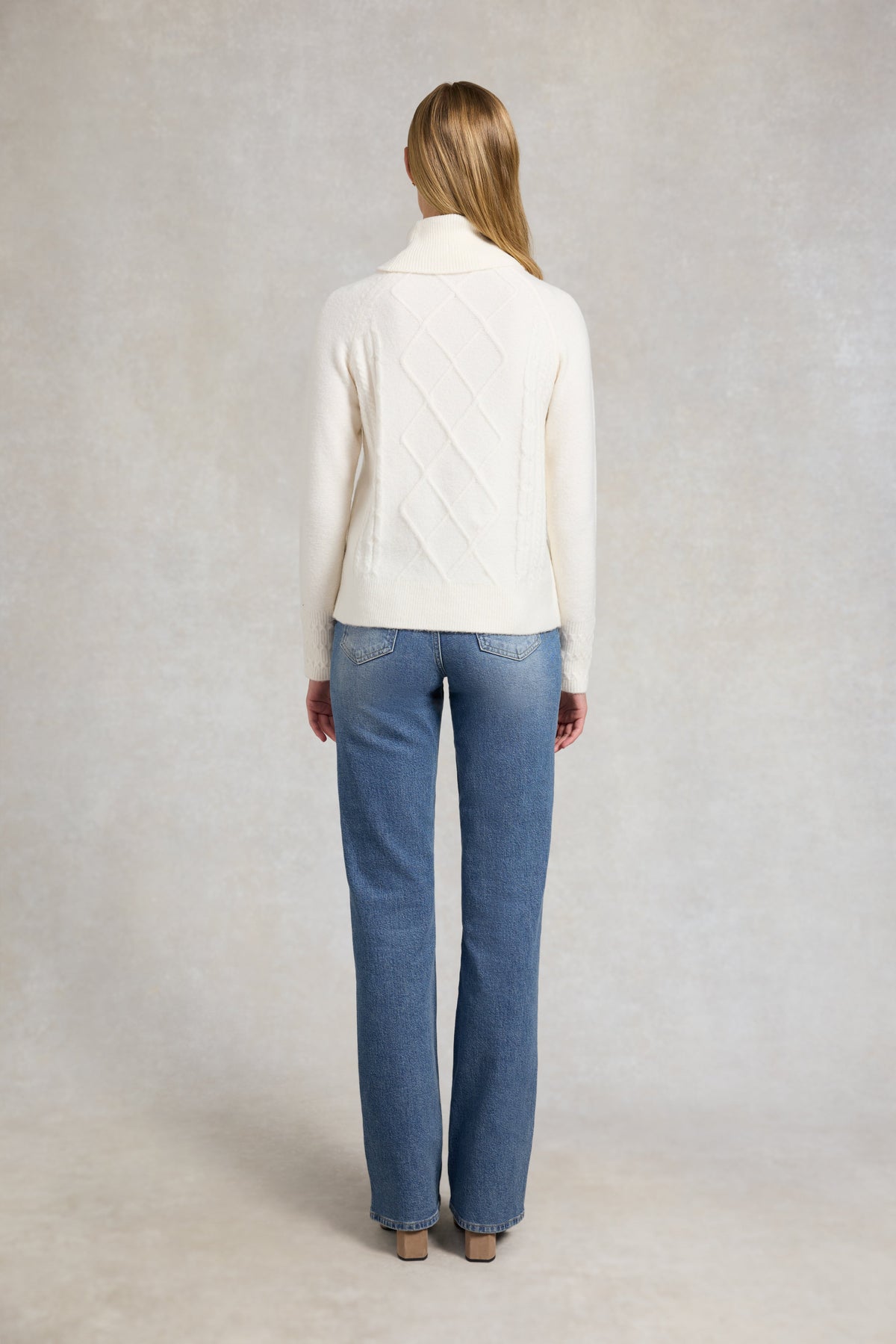 Harlow Roll Neck Knit (Ecru)