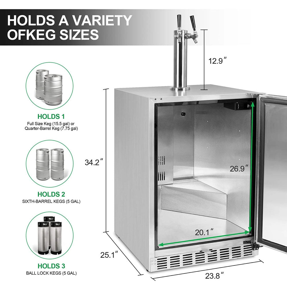 Dual Tap 24" Kegerator Beverage Cooler