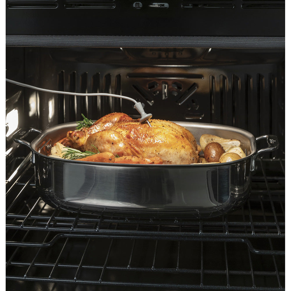 30" Smart Self-Cleaning True Convection Single Wall Oven in Black Matte with Air Fry and Brushed Stainless Handles