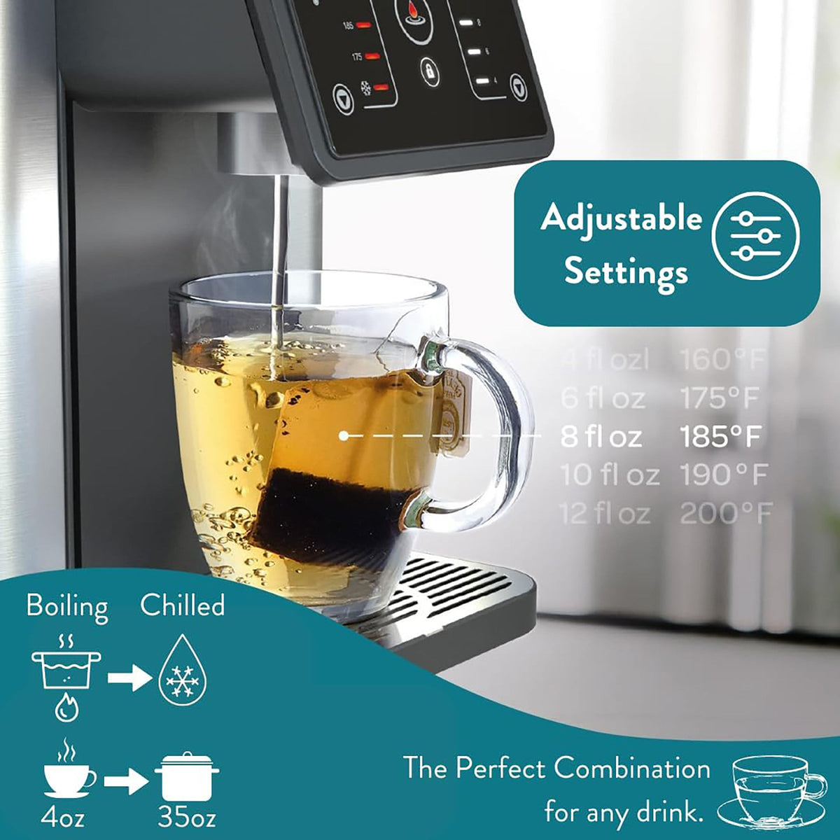 Aurora Countertop Quick Heating Hot Water Dispenser, Water Cooler, Electric Kettle, Water Filter