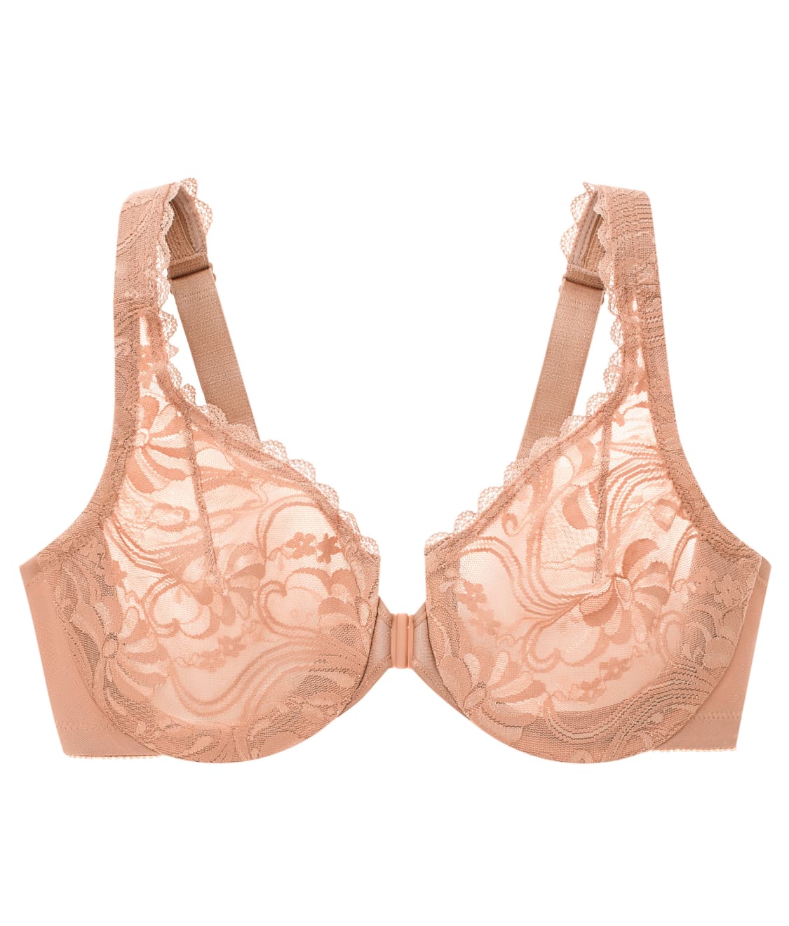 WonderWire Front-Close Stretch Lace Bra