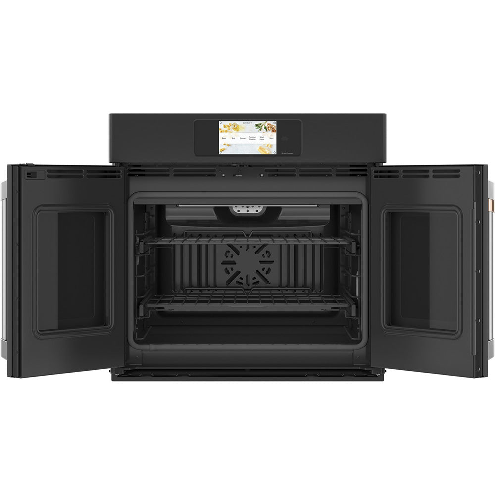 30" Smart Self-Cleaning True Convection Single Wall Oven in Black Matte with Air Fry and Brushed Stainless Handles