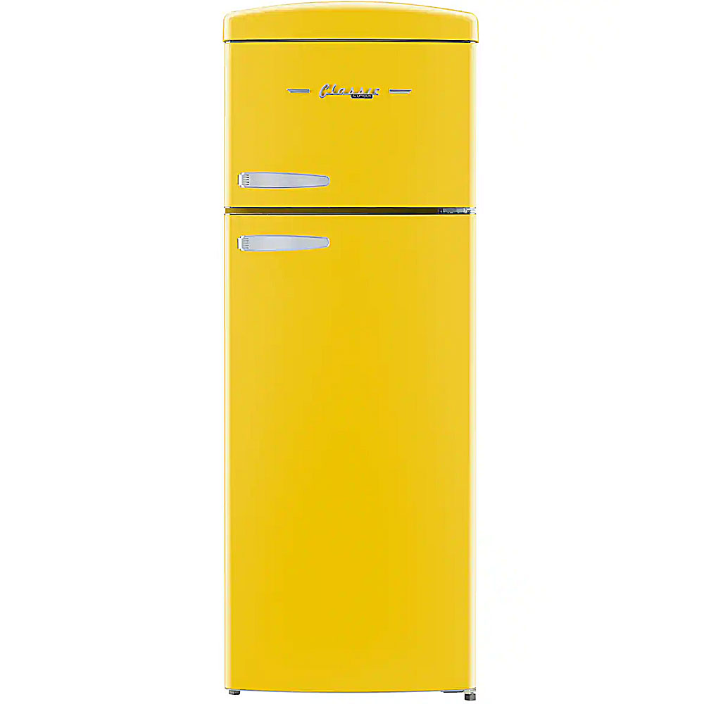 7.5 CuFt Classic Retro Top Freezer Refrigerator in Canary Yellow