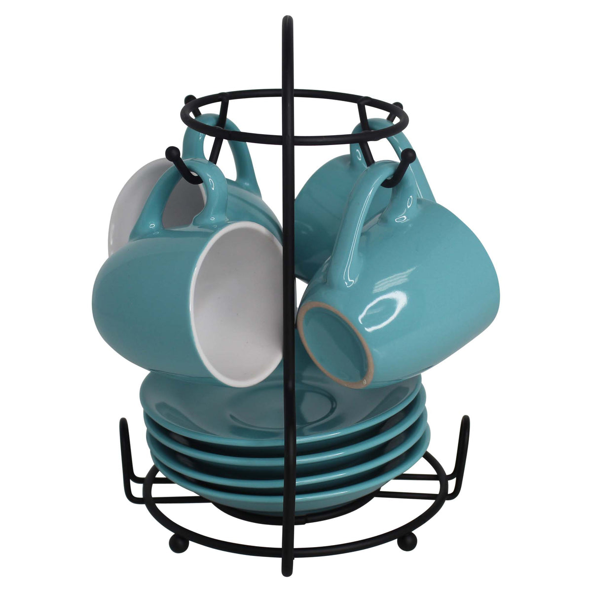 8pc 3oz Blue/White Espresso Set/Rack