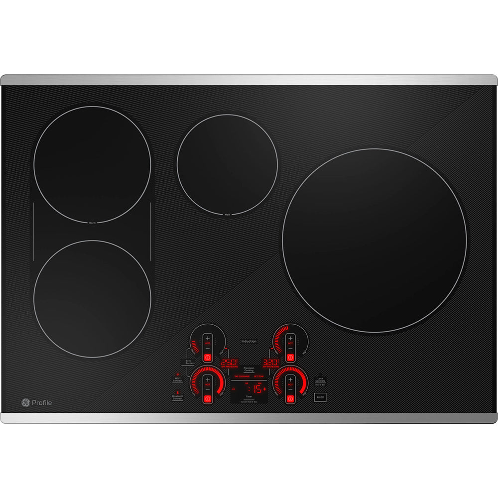 30" 4-Element Induction Electric Cooktop in Stainless Steel with Digital Touch Controls