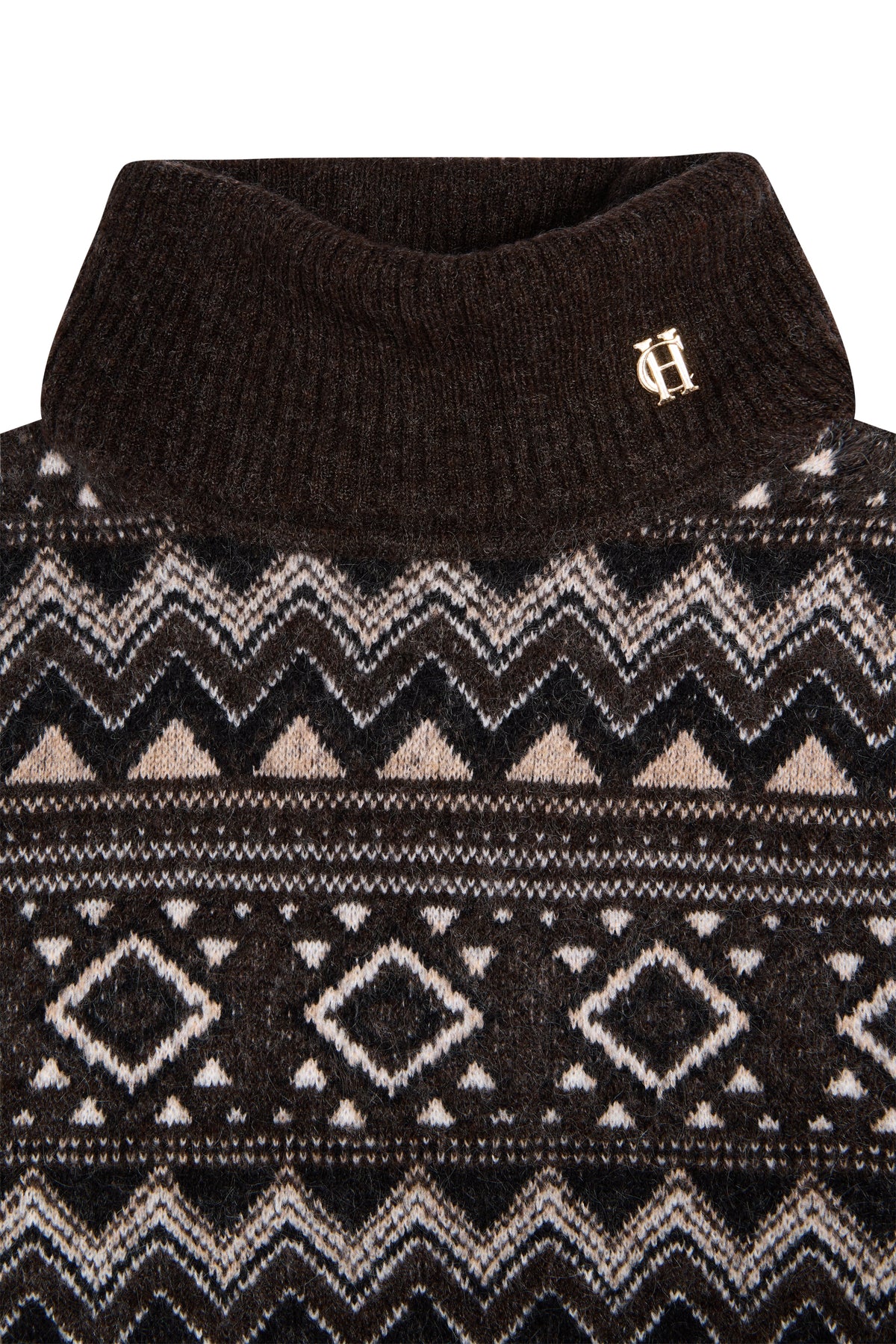Antonia Fairisle Roll Neck Knit (Chocolate)