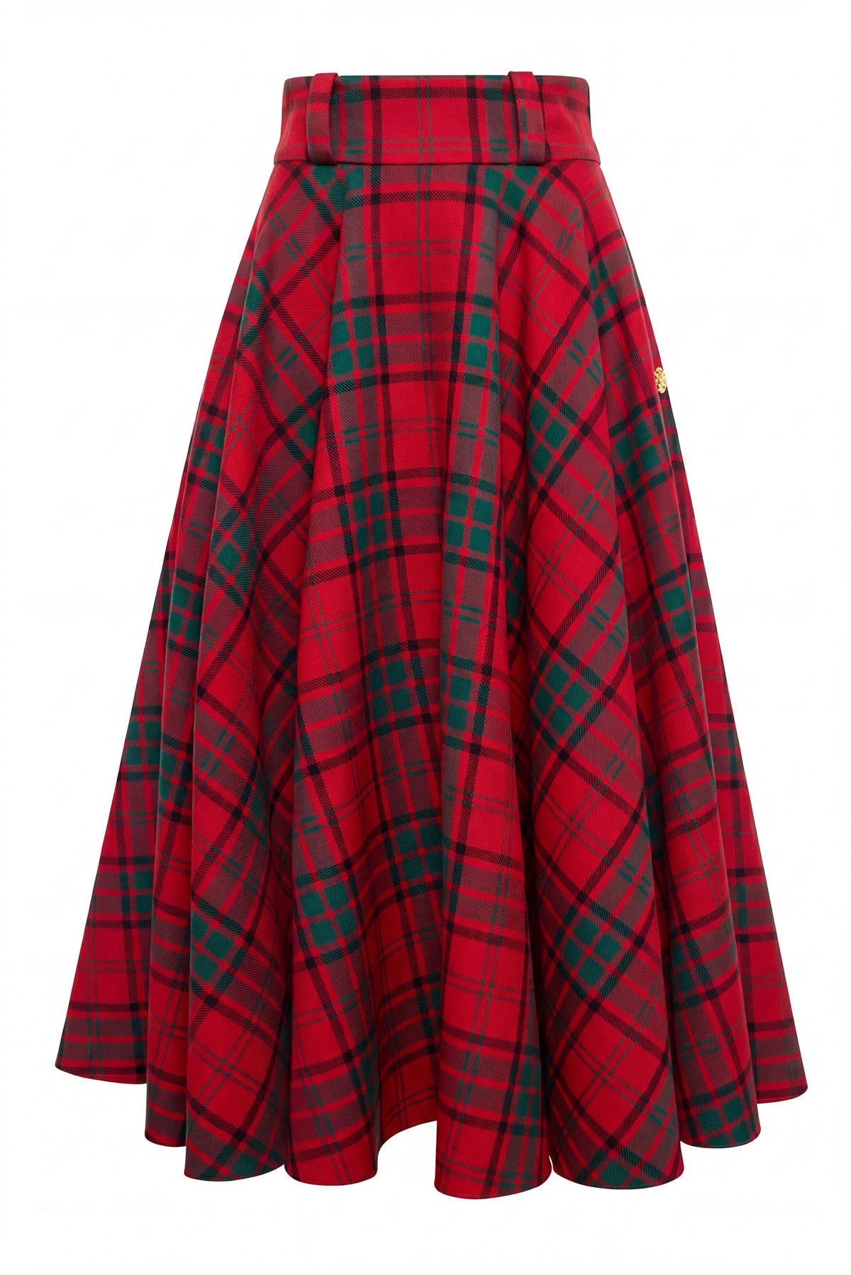 360 Maxi Tweed Circle Skirt (Red Tartan)