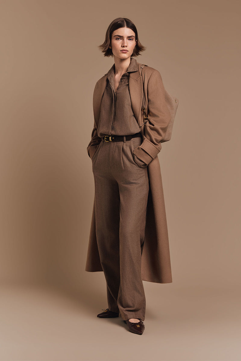 Aster Trouser (Tobacco Herringbone)