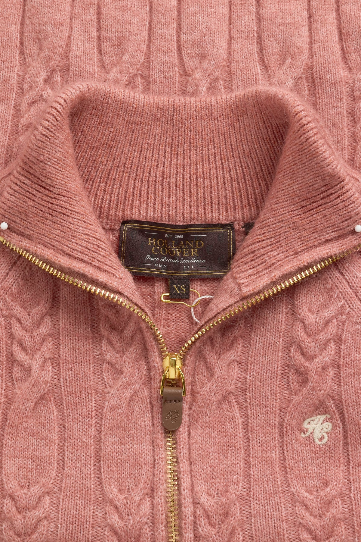 Bridget Quarter Zip Knit (Antique Rose)