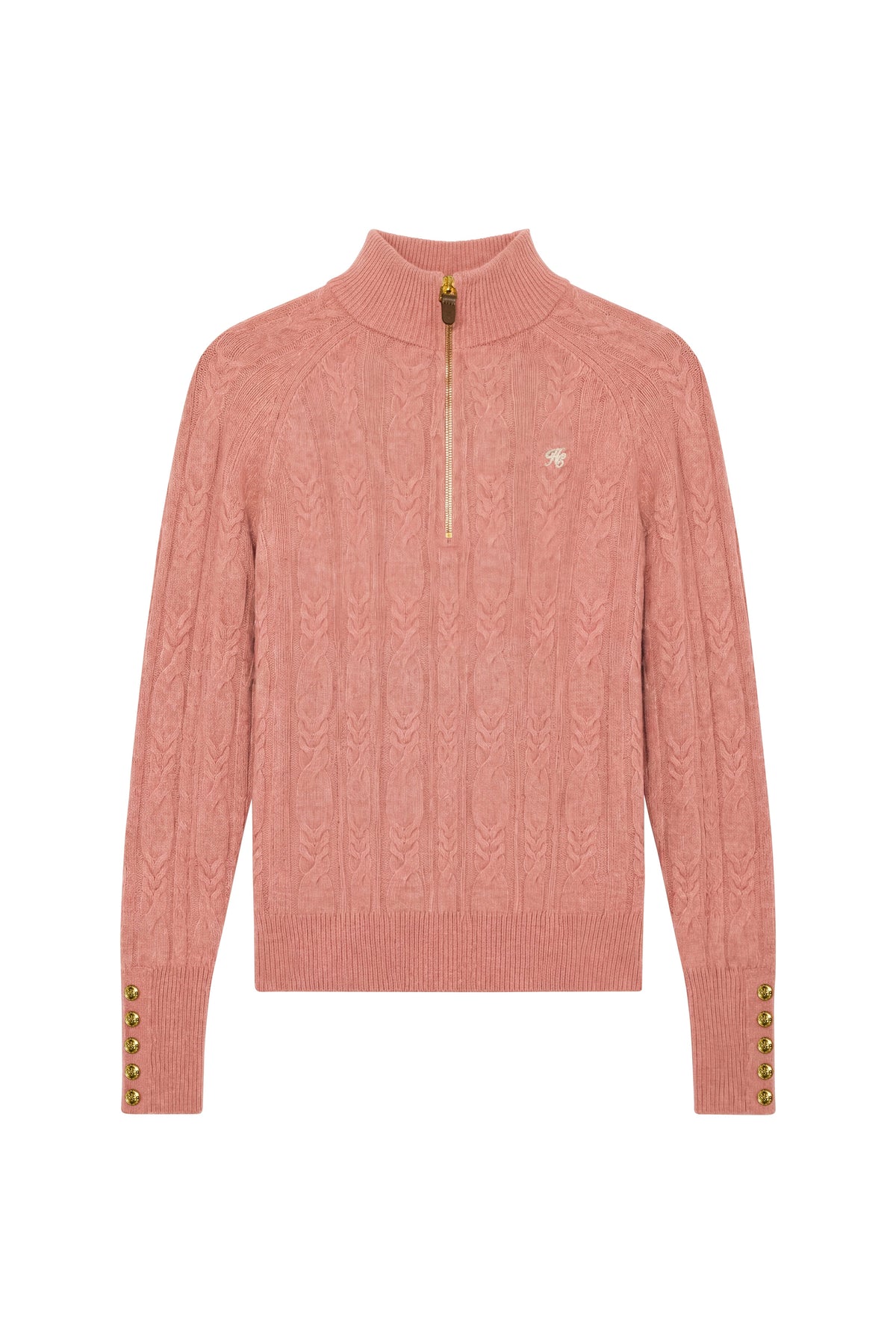 Bridget Quarter Zip Knit (Antique Rose)