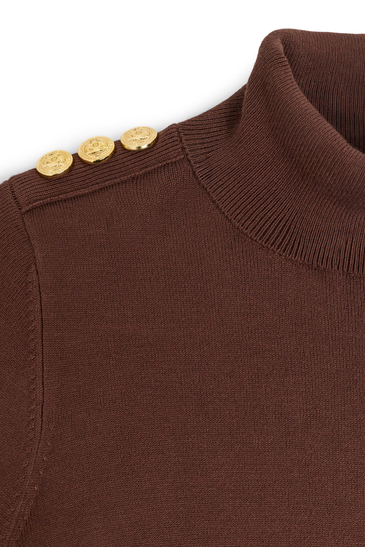 Buttoned Knit Roll Neck (Walnut)