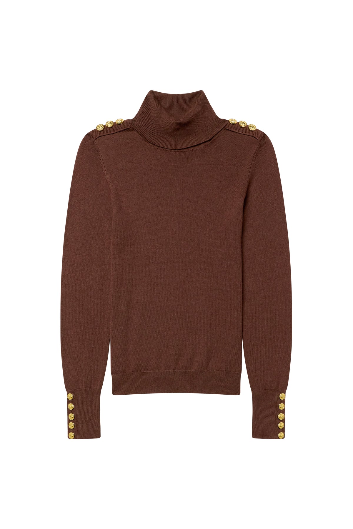 Buttoned Knit Roll Neck (Walnut)
