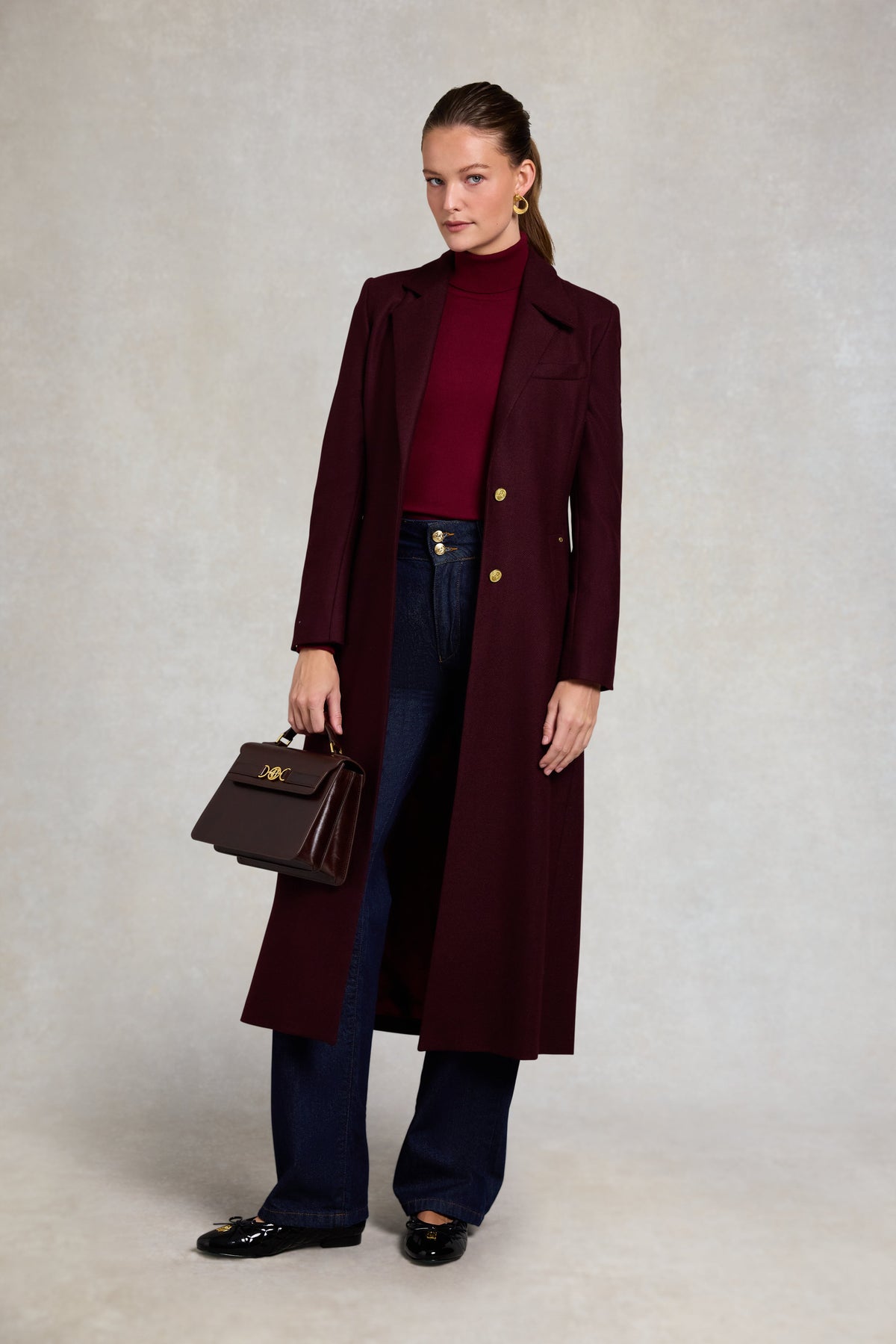 Buttoned Knit Roll Neck (Wine)