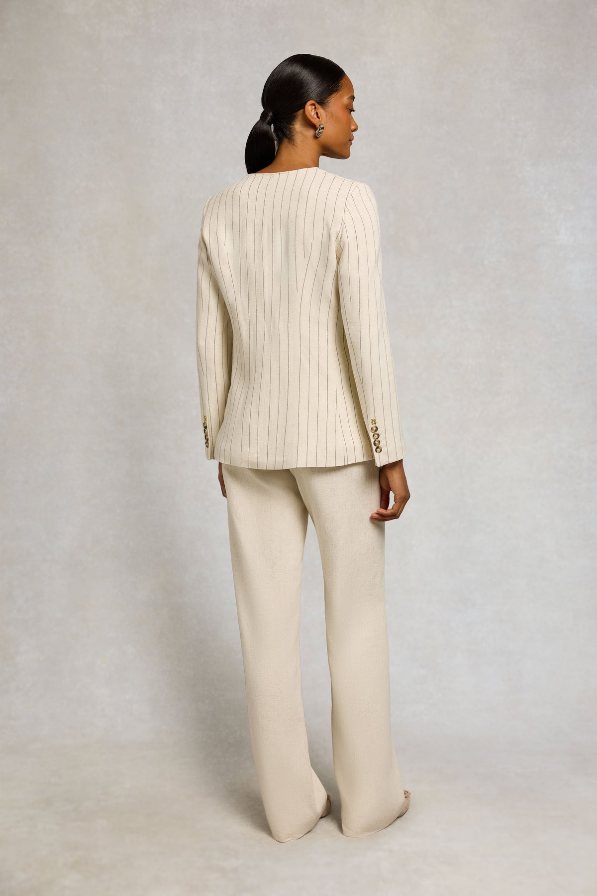 Charlton Blazer (Natural Linen Pinstripe)