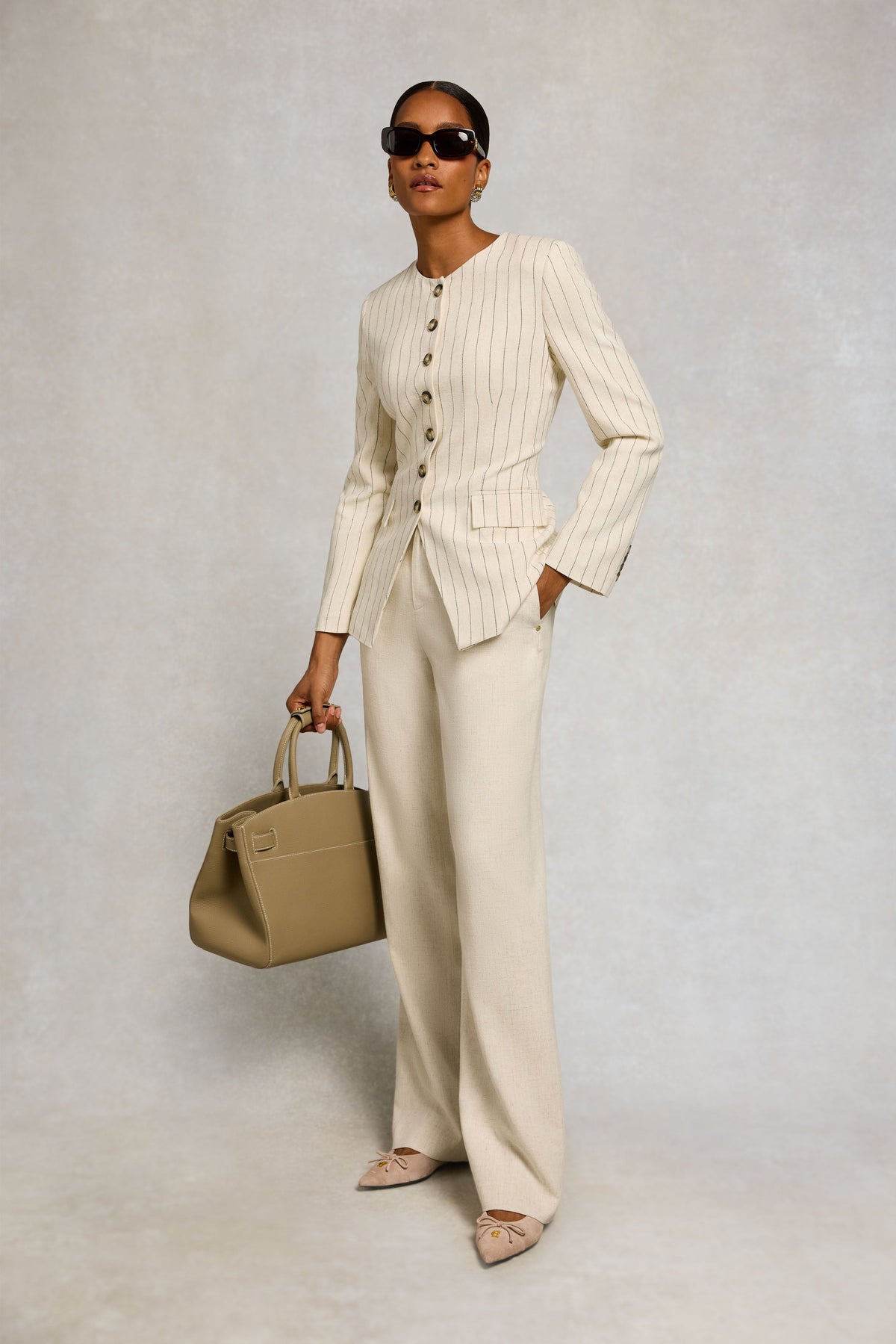Charlton Blazer (Natural Linen Pinstripe)