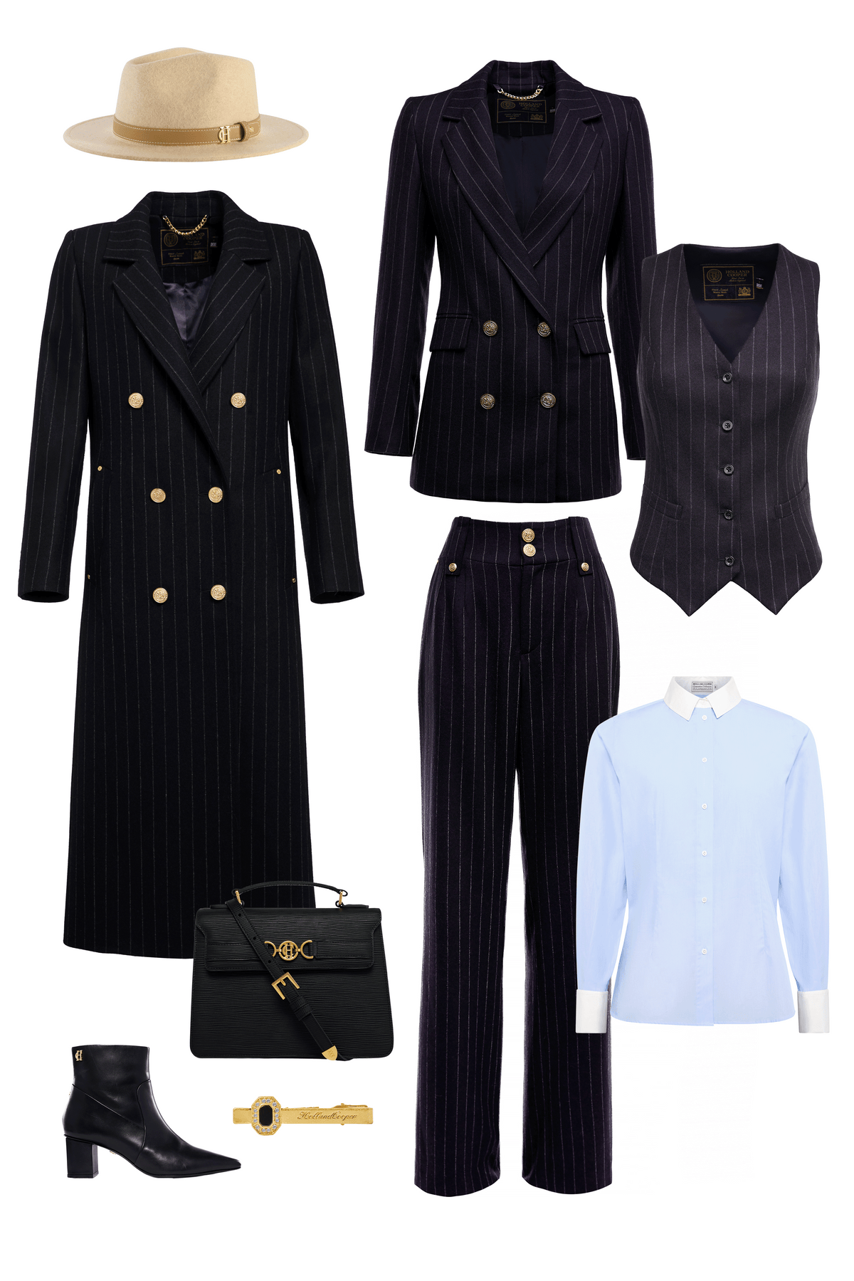 Clare Balding's Cheltenham Look (Navy Chalk Pinstripe)
