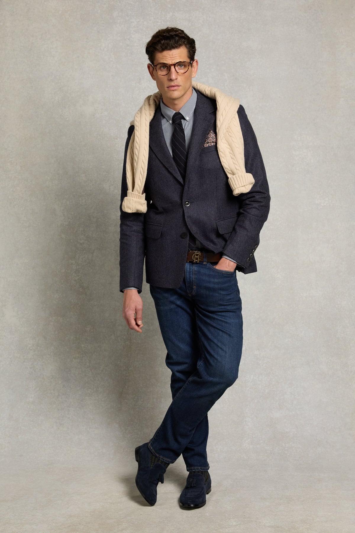 Men's Classic Fit Button Down Shirt (Micro Navy Gingham)