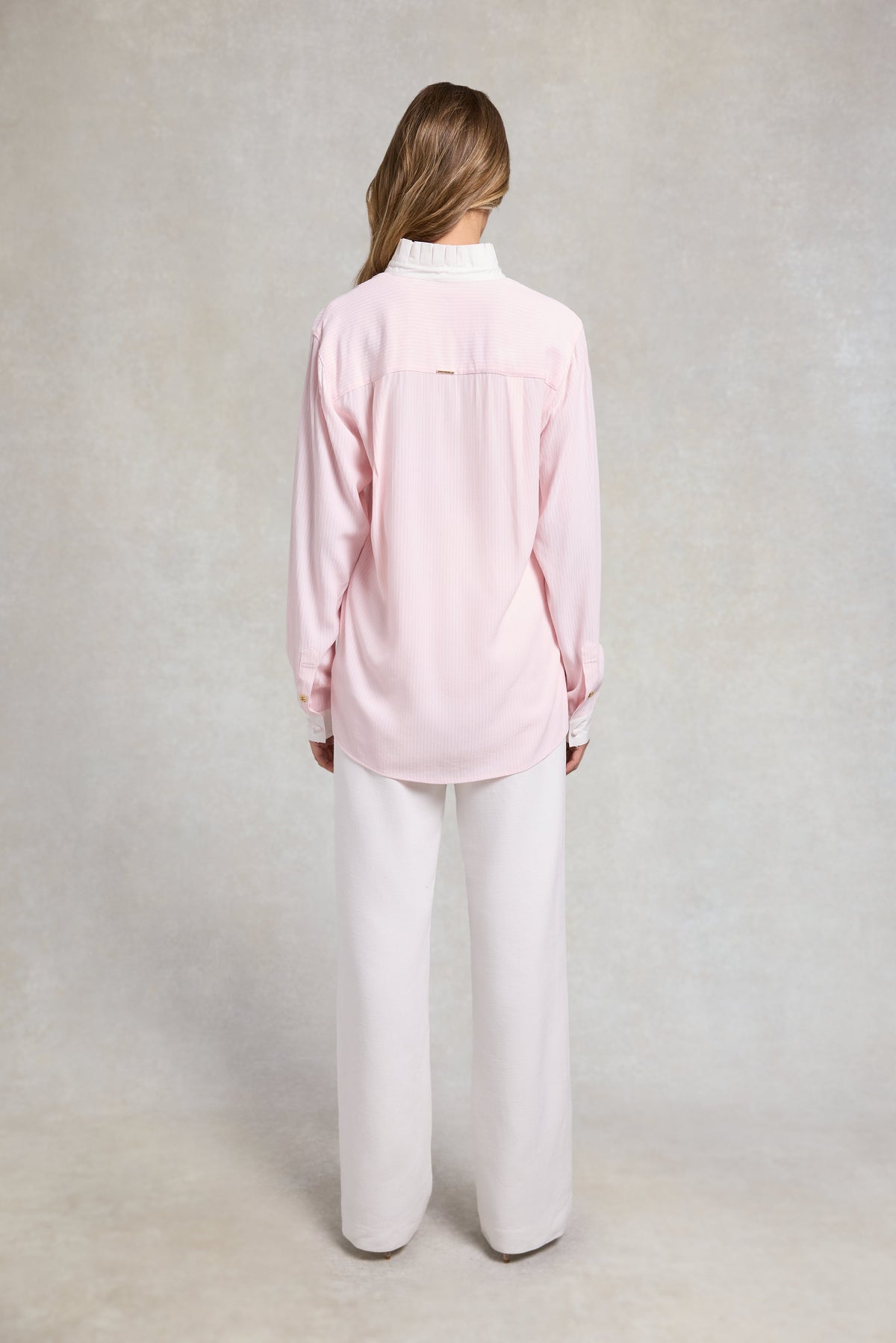 Ella Shirt (Soft Pink Jacquard Stripe)