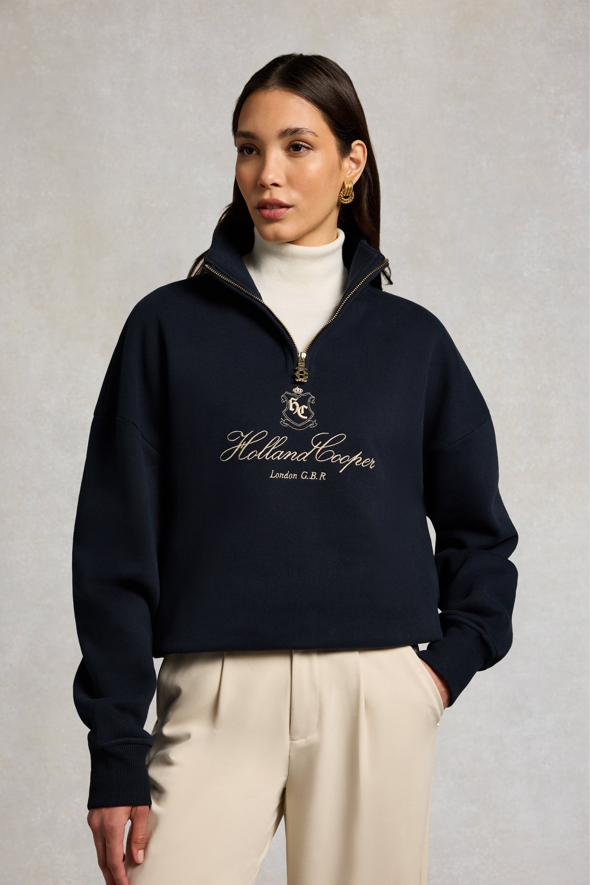 Essential Relaxed Quarter Zip Sweat (Ink Navy)