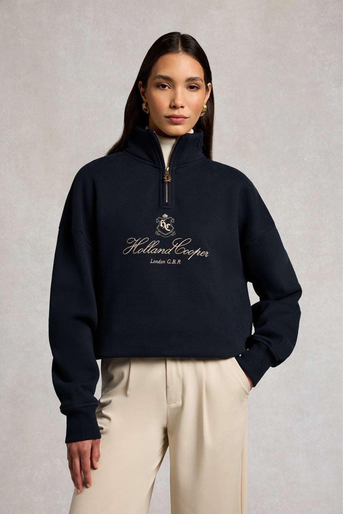 Essential Relaxed Quarter Zip Sweat (Ink Navy)
