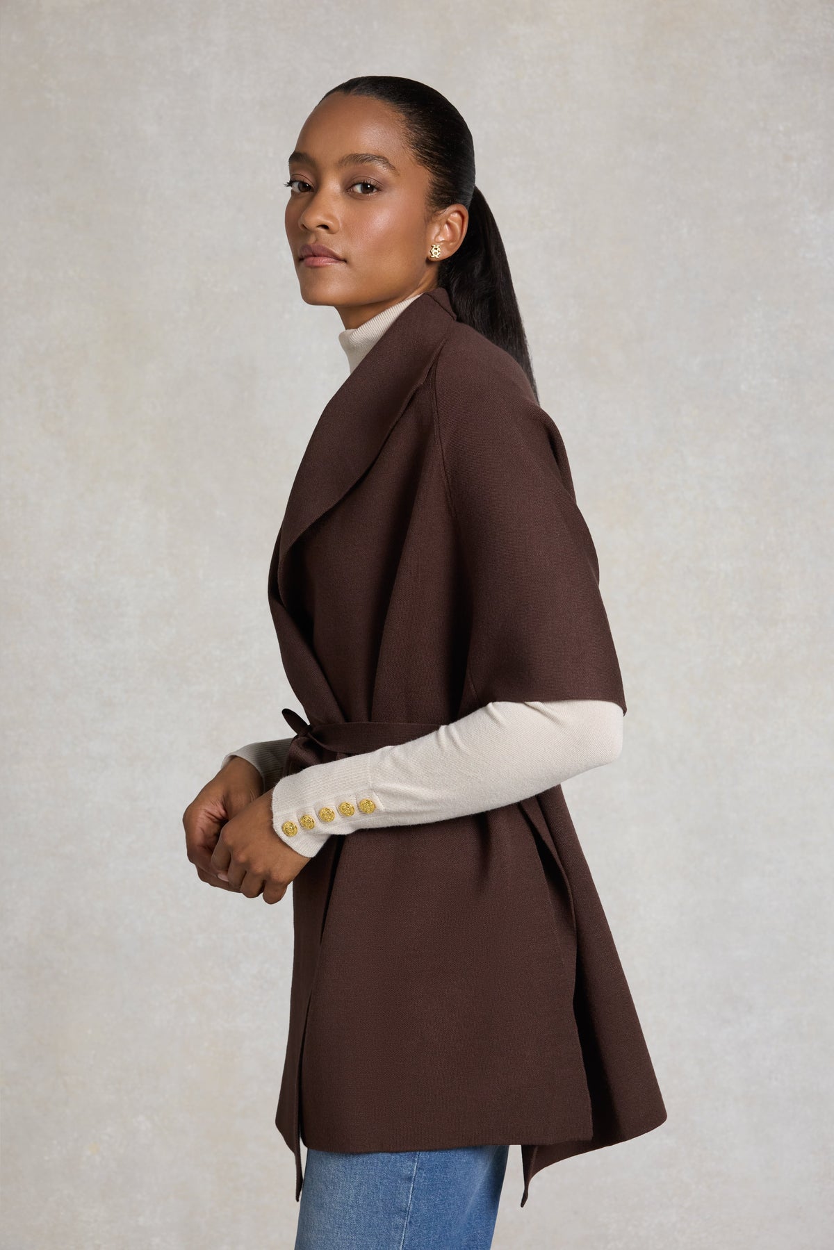 Everett Cape Cardigan (Chocolate)