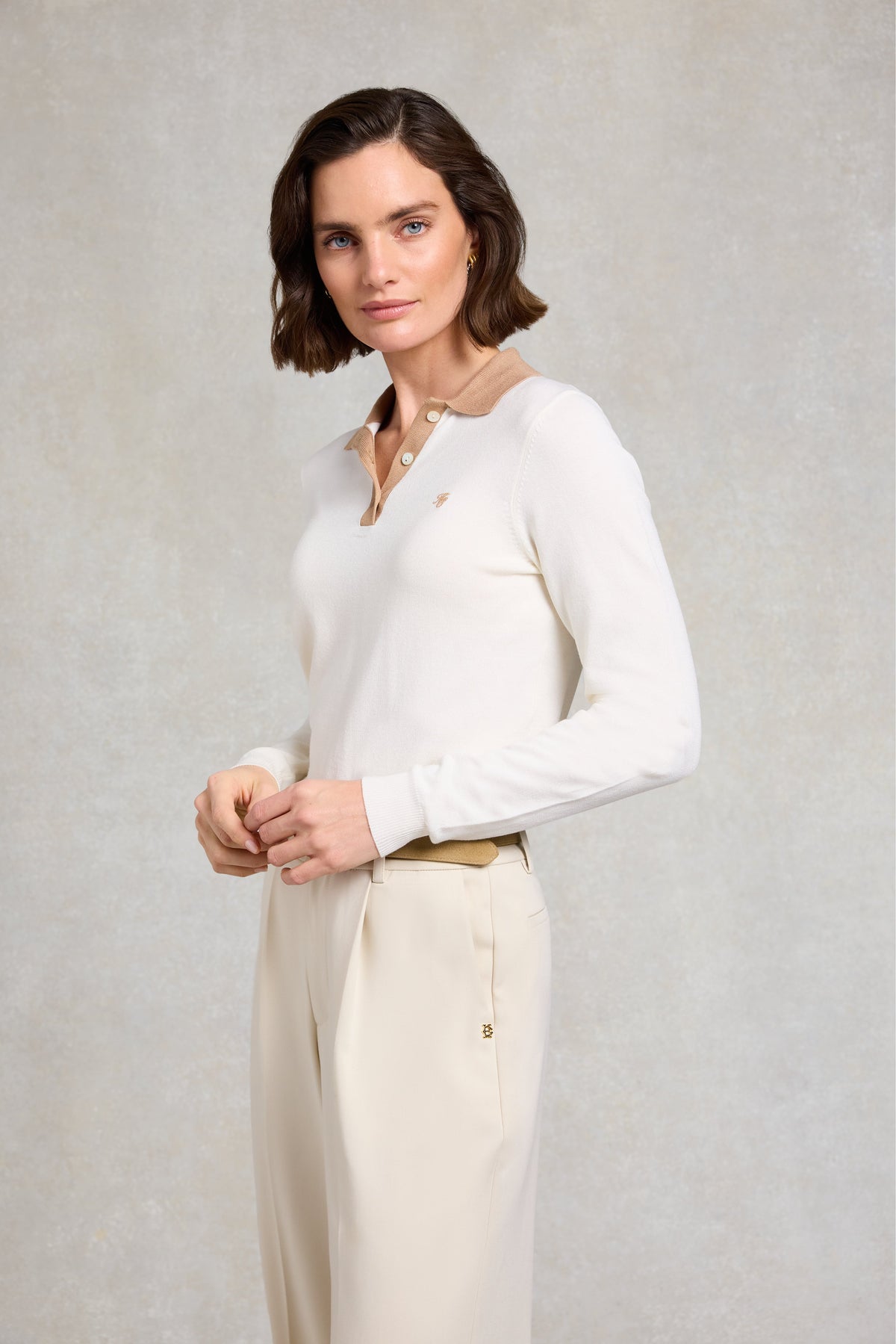 Falmouth Knitted Polo (Natural Camel)