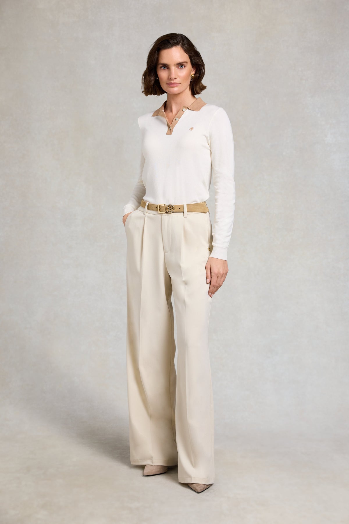 Falmouth Knitted Polo (Natural Camel)
