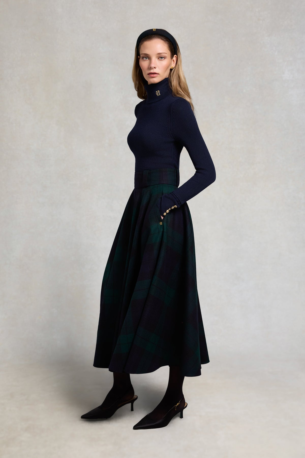 360 Maxi Tweed Circle Skirt (Blackwatch)