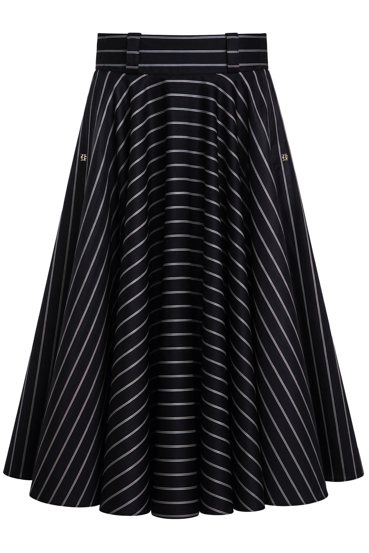 360 Maxi Circle Skirt (Ink Navy Wide Stripe)