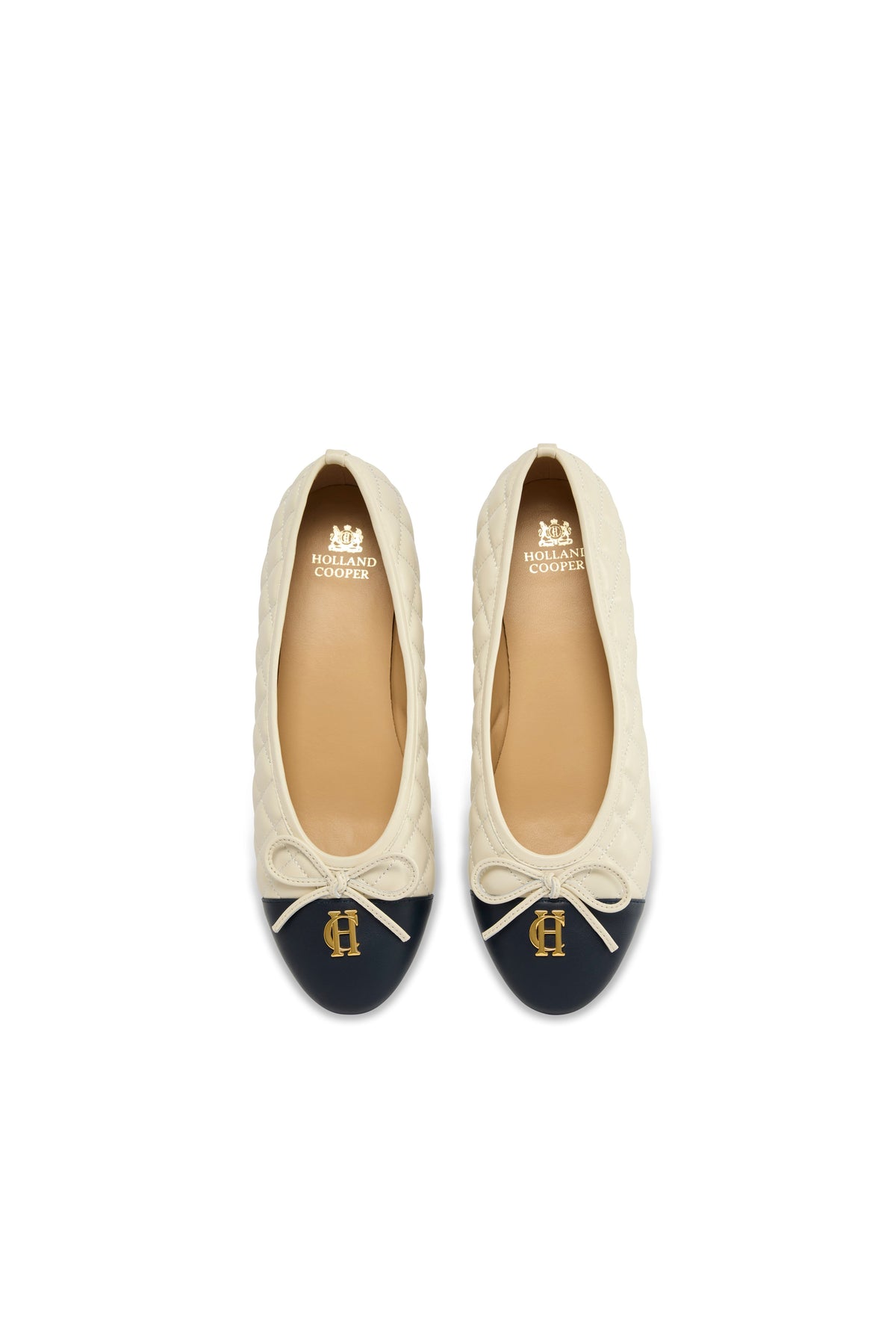Ballet Shoe (Cream Navy Quilt Leather)