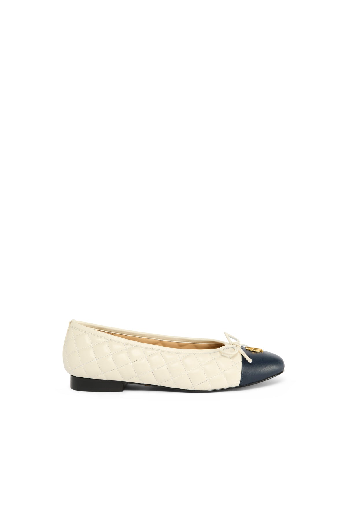 Ballet Shoe (Cream Navy Quilt Leather)