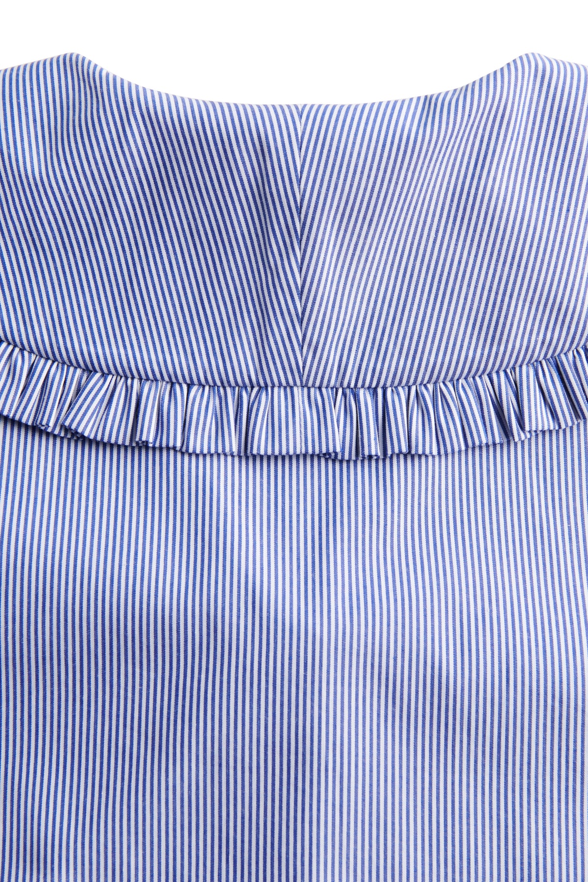 Clementine Ruffle Collar Shirt (Yacht Blue Stripe)